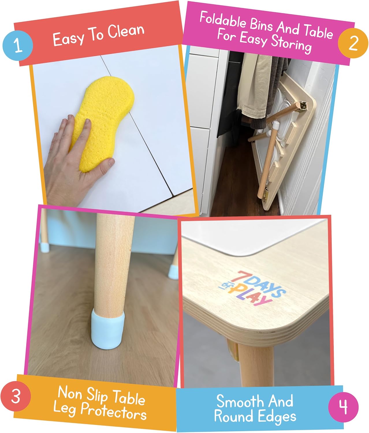 7 Days of Play Sensory Play Activity Table with Foldable Legs, Storage Bins, and Lid - Sensory Table for Toddlers & Kids | Great Gift for Birthdays, Christmas & Special Occasions