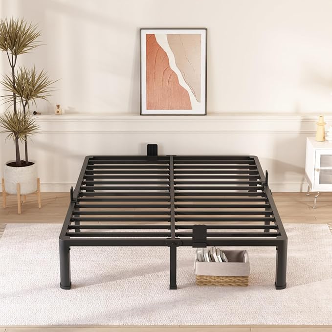 FUIOBYVV 12 Inch California King Bed Frame with Round Corner Edge Legs 3500 lbs Metal Heavy Duty Steel Slats Support No Box Spring Needed Platform Noise Free Easy Assembly