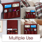 Joywell Remote Control Holder for Recliner Sofa Armrest Organizer Non Slip Armchair Caddy with 6 Pocket Storage for Magazine, Tablet, Phone, iPad, Burgundy