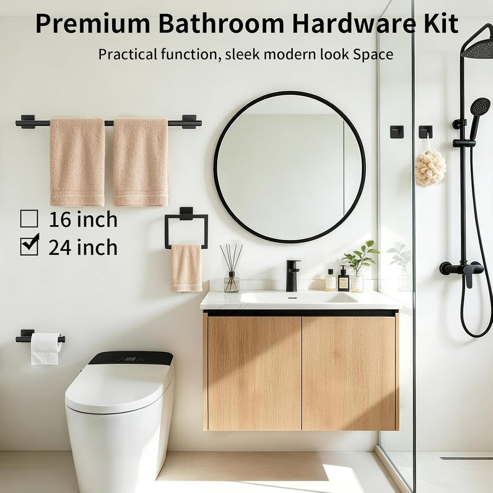 Bethom 5-Piece Bathroom Accessories 24 Inch Towel Bar for Wall Mounted