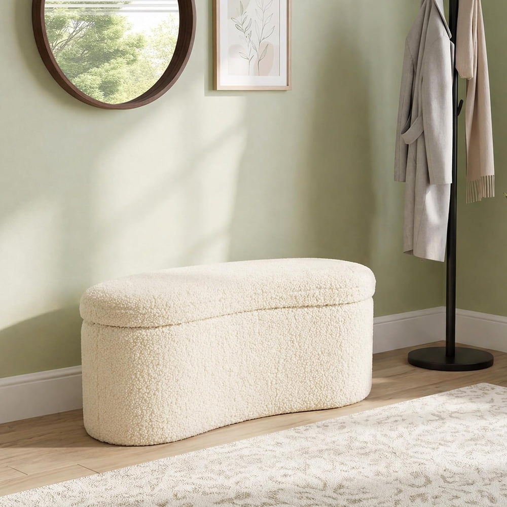 Zesthouse Storage Bench for Bedroom End of Bed, 39.4" Small Curved Entry...
