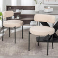 Boucle Dining Chairs Set of 2, Upholstered Dining Room Chairs with Black Metal Legs, Round Modern Dining Chair for Dining Room, Kitchen