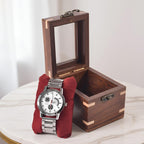 Wooden Watch Box for Men & Women, Luxury Watch Organizer & Display Case, Premium Long-Lasting Watch Holder for Storage, Elegant Gift for Watch Collectors (Glass Top, 1 Slot)