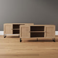 Nathan James 74101 Mina Modern TV Stand, Entertainment Cabinet, Media Console with Storage Doors for Living Room or Media Room, Oak/Black, Set of 2