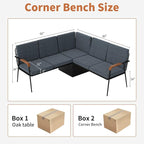 VFK Corner Dining Table Set with Storage Bench, 51” Folding Breakfast Nook Table and Stools, 3 Piece Kitchen Booth Dining Set for Small Space, Modern Dining Room Furniture