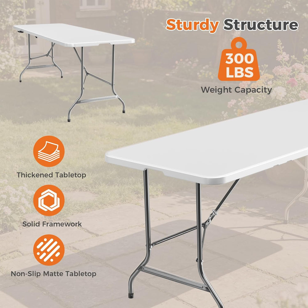 Sweetcrispy 6 FT Folding Picnic Table, Easy to Fold and Store
