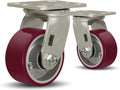 SY America 4" X 2" Casters Wheels,Heavy Duty Industrial Casters，Polyurethane on Aluminum Wheels,2 Swivel Casters,1600 LBS Load Capacity