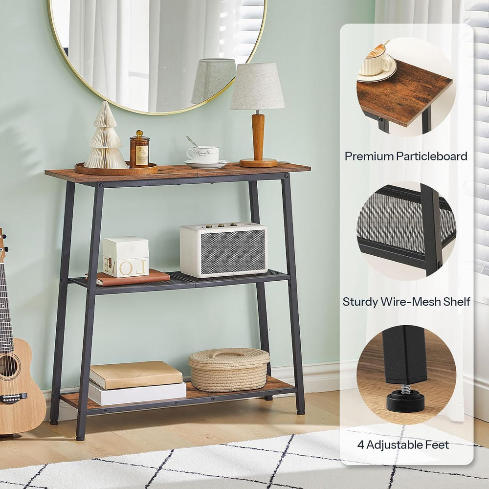 HOOBRO Narrow Console Table, 3-Tier Small Entryway Table with Storage Shelves...