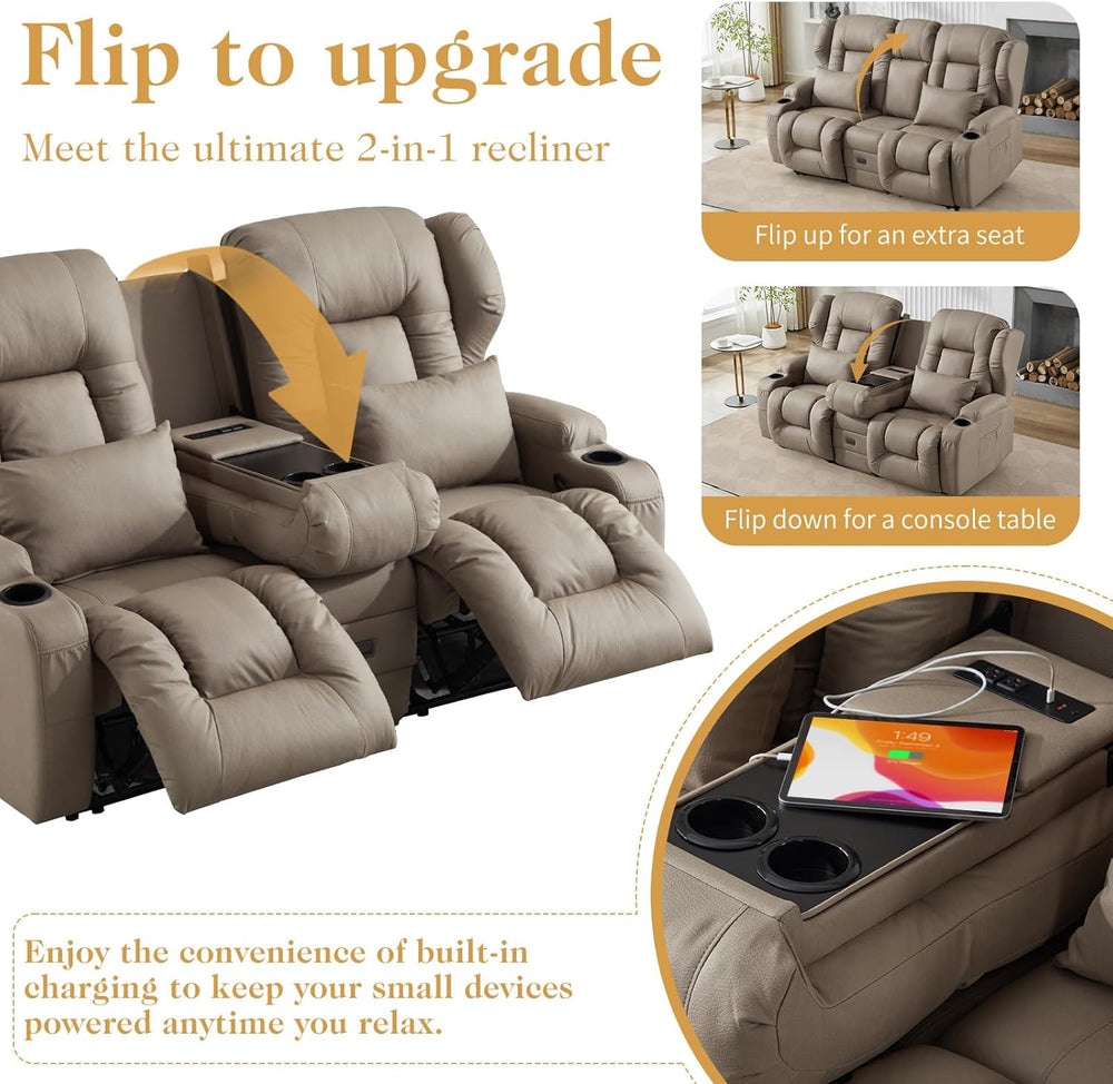 Loveseat Recliner Sofa,RV Wall Hugger Recliners for Small Spaces,Reclining Lo...