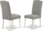 East West Furniture LGEN5-LWH-06 5 Piece Dining Set Includes a Rectangle Dining Room Table with Butterfly Leaf and 4 Dark Shitake Linen Fabric Upholstered Chairs, 42x84 Inch, Linen White