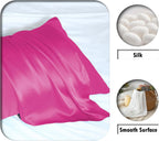 Mulberry Silk Pillow Cases Standard Size Silk Pillowcase with Zipper Soft Breathable Smooth Cooling Satin Silk Pillow Covers for Sleeping for Hair and Skin (Hot Pink,20"X 26",1Pcs)