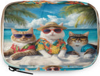 Cool Cats Summer Beach Pill Organizer Travel Medicine Case with Zipper Daily Vitamin Storage Bag Portable 8 Slot Weekly Pill Box Supplement Holder for Home Office Gym Travel