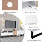 Bellemave TV Stand for TVs up to 80", Modern Entertainment Center with Cabinets, Drawers & Open Shelves, Wooden Media Console with Storage for Living Room, Bedroom & Home Theatre (White)