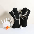 GemeShou Black necklace storage hanger stand jewelry organizer, Velvet jewelry stand necklace holder, jewelry mannequin bust for necklaces, jewelry bust display stands【Black-Large height 12 inch】