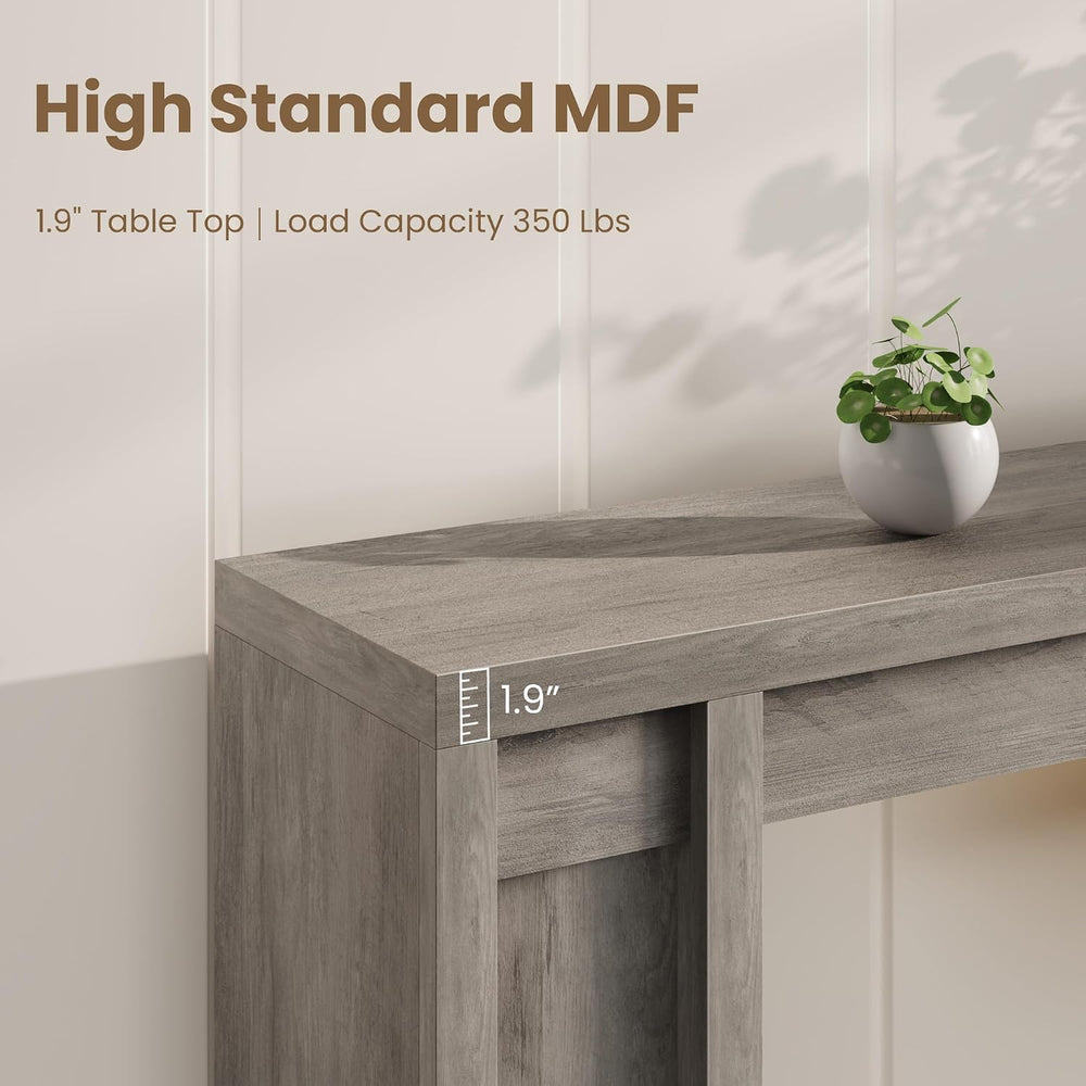 Garvee 70.9 in Gray Entryway Table, Wooden Farmhouse Console Table Below Moun...