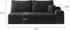107" Boneless Couch with L Shaped Chaise, Plush Corduroy Sleeper Sectional Sofa, Deep Seat Comfy Couches for Living Room Bedroom, Compressed Foam Cloud Sofas, No Assembly, Left Facing Chaise, Black