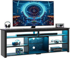 Bestier Tall LED TV Stand for 70/75/80 inch TV, Modern Black Marble Entertainment Center with Storage for PS5, Gaming Console for Living Room & Bedroom