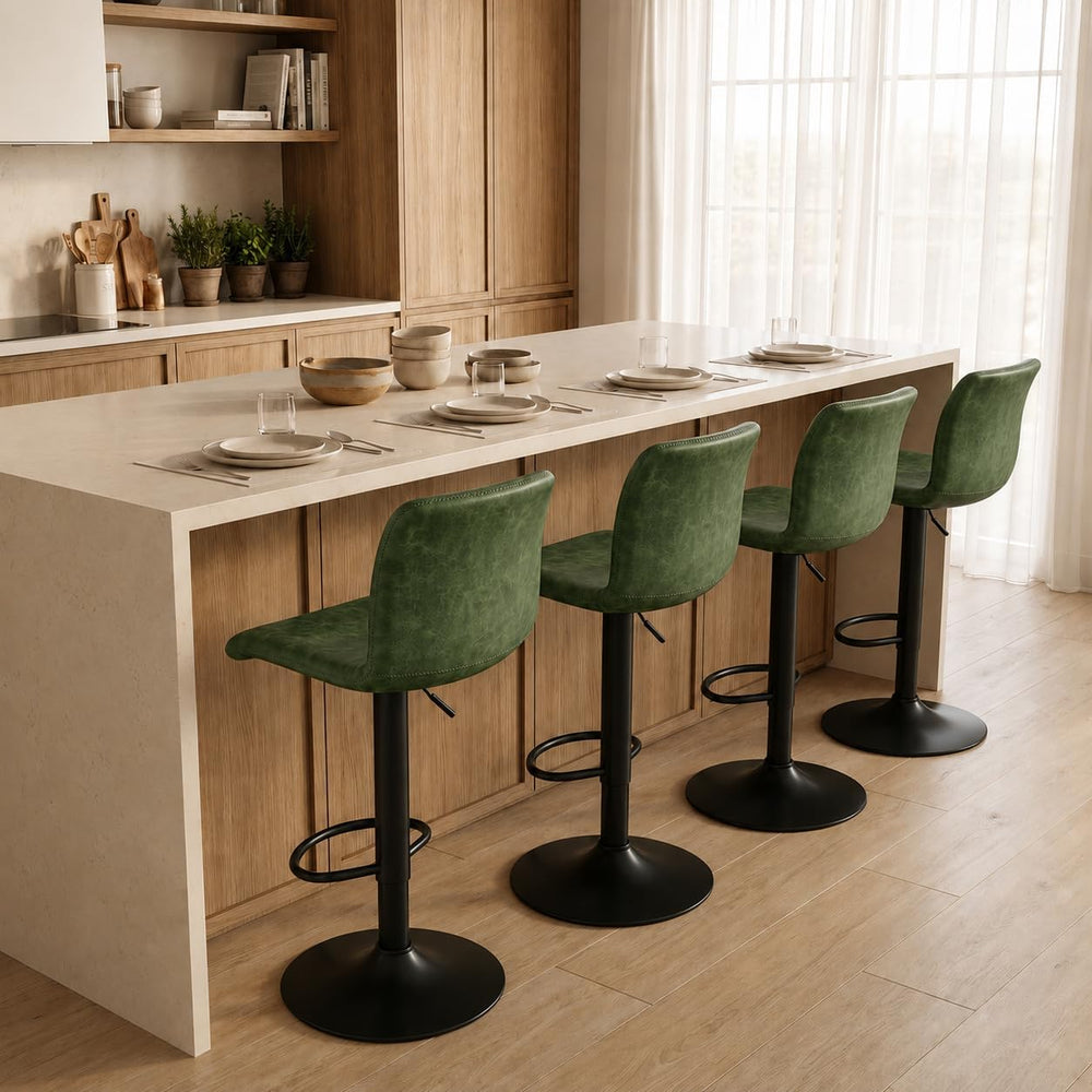 Adjustable Bar Stools Set of 3 for Kitchen Island, Green