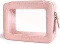 Aveniee Clear Makeup Bag Organizer, Travel Toiletry Bag for Women, Waterproof Cosmetic Pouch with Zippers,Car Accessories Organizers and Storage Case,Pink