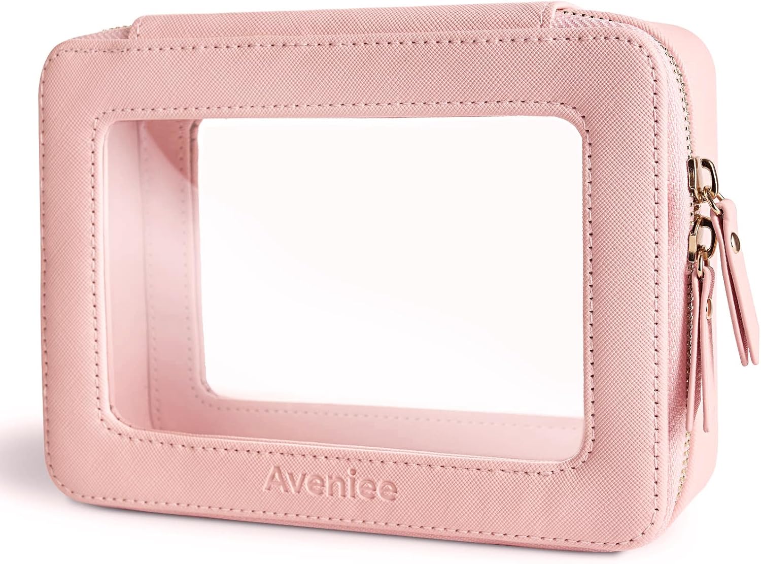 Aveniee Clear Makeup Bag Organizer, Travel Toiletry Bag for Women, Waterproof Cosmetic Pouch with Zippers,Car Accessories Organizers and Storage Case,Pink