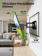 USX MOUNT Full Motion TV Wall Mount for 42-97 Inch TVs up to 150lbs, Swivel and Tilt Wall Mount TV Barcket with Extension, Max VESA 600x400mm & 16" Wood Studs，Fit Most 75 85 86 90 95 inch TVs