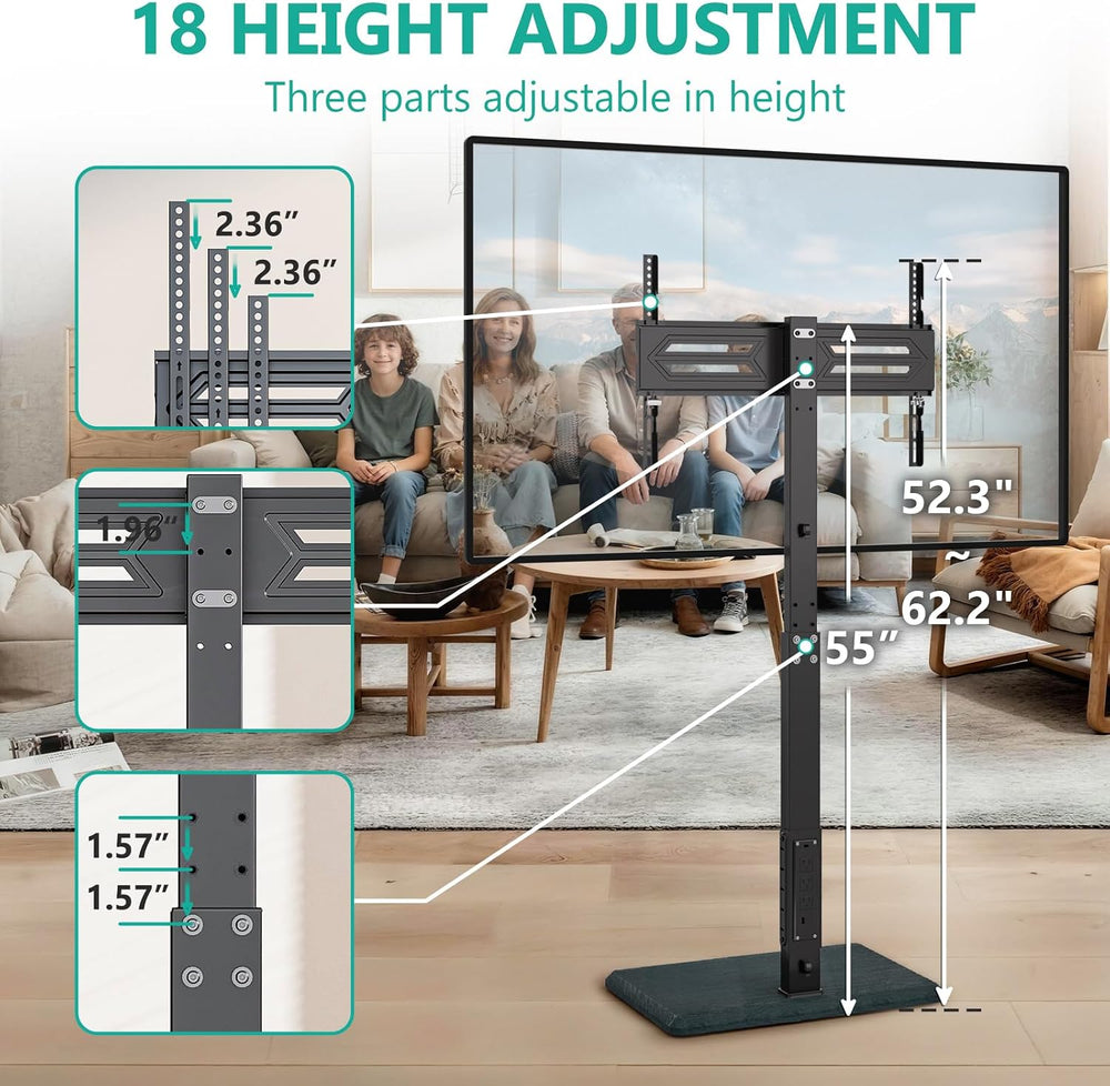 WALI Floor TV Stand with Power Outlet, Tall TV Stand Mount for 32-75 inch TV ...