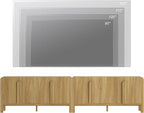 WAMPAT Modern TV Stand for TVs Up to 120 inches,126" W Farmhouse Entertainment Center with Adjustable Shelf and 4 Doors, Media Console Table TV Cabinet for Living Room, Light Walnut