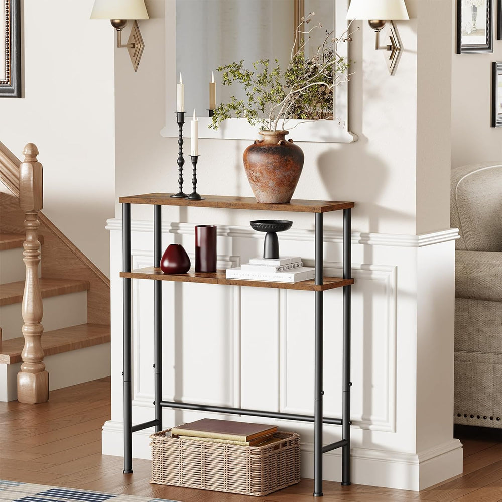 Asgolion Narrow Console Table, 23.6" Small Entryway Table, 2-Tier Sofa T...