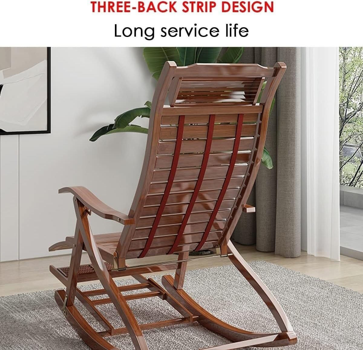 Upholstered Rocking Chair Folding Recliner Comfy Rocking with Footrest and Soft Padded Patio Lounge(Blue,B)