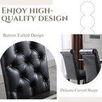 Modern Dining Chairs Set of 6, Farmhouse PU Leather Kitchen Chairs, Upholstered Accent Chair Parsons Chair for Home/Living Room/Bedroom/Resturant, Black