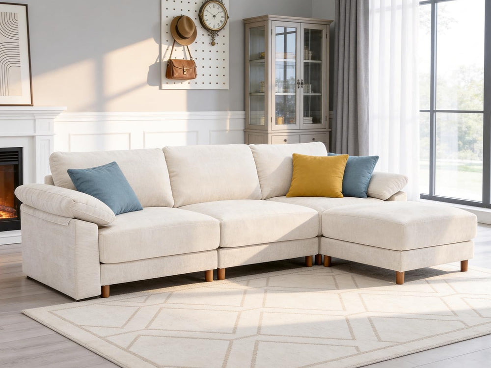 Oversized L Shaped Sectional Couch for Living Room, Extra Large Deep Seat Mod...