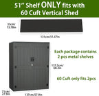 EHHLY Vertical Resin Storage Shed with 2 Shelves, 60 Cuft Garden Tool Sheds & Outdoor Storage, Plastic Outdoor Storage Cabinet Waterproof, 4.5 x 2.3 ft Backyard Outside Lawn Mower Storage Shed, Grey