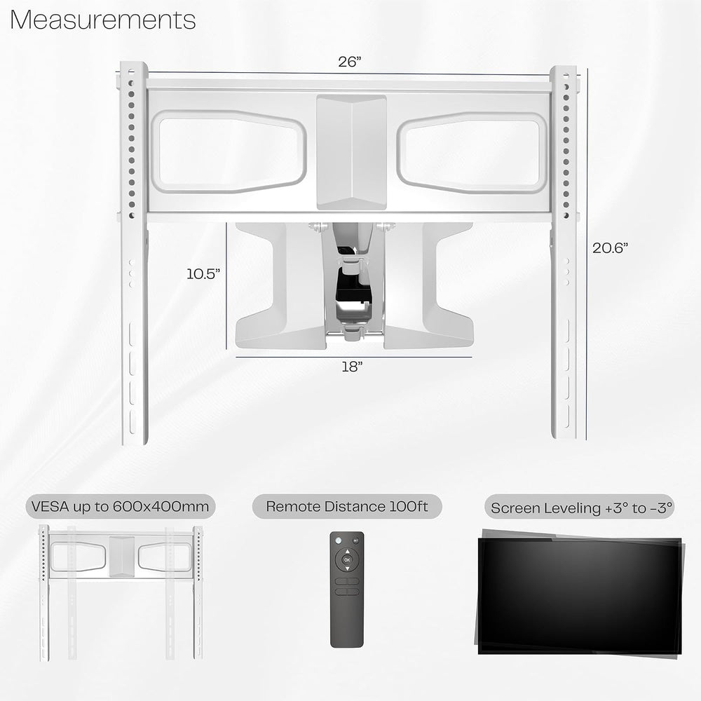 VIVO White Motorized TV Wall Mount for 37 to 70 in Screens, MOUNT-E-M070R-W |...