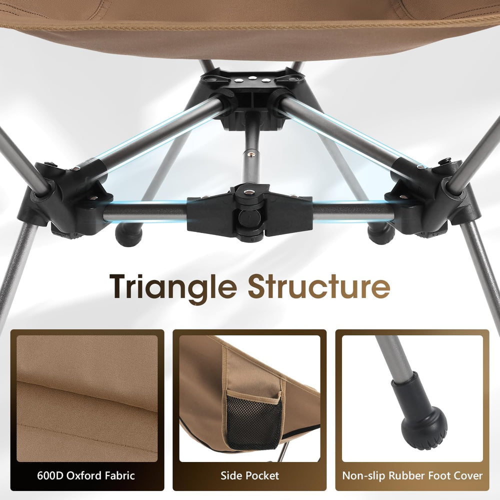 Camptime Portable Camping Chair, Lightweight Compact Backpacking Chair with S...