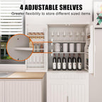 Pantry Cabinet, 71.65" Tall Storage Cabinet with Drawer, 2 Cabinets & 6 Door Shelves, Adjustable Shelves, Freestanding Cupboard for Kitchen, Living Room, Bathroom, Farmhouse Style, White