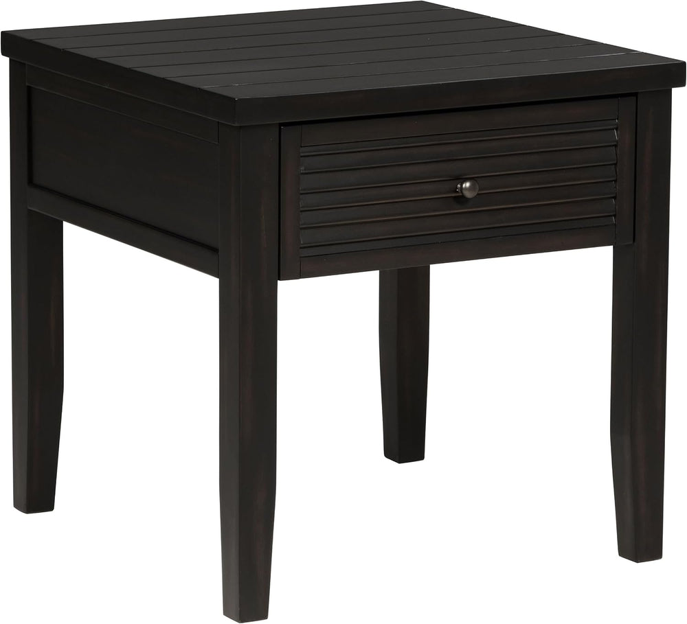 Sutter, End Table, Side Table, Java Pine Veneer Accent Table, Square Living R...