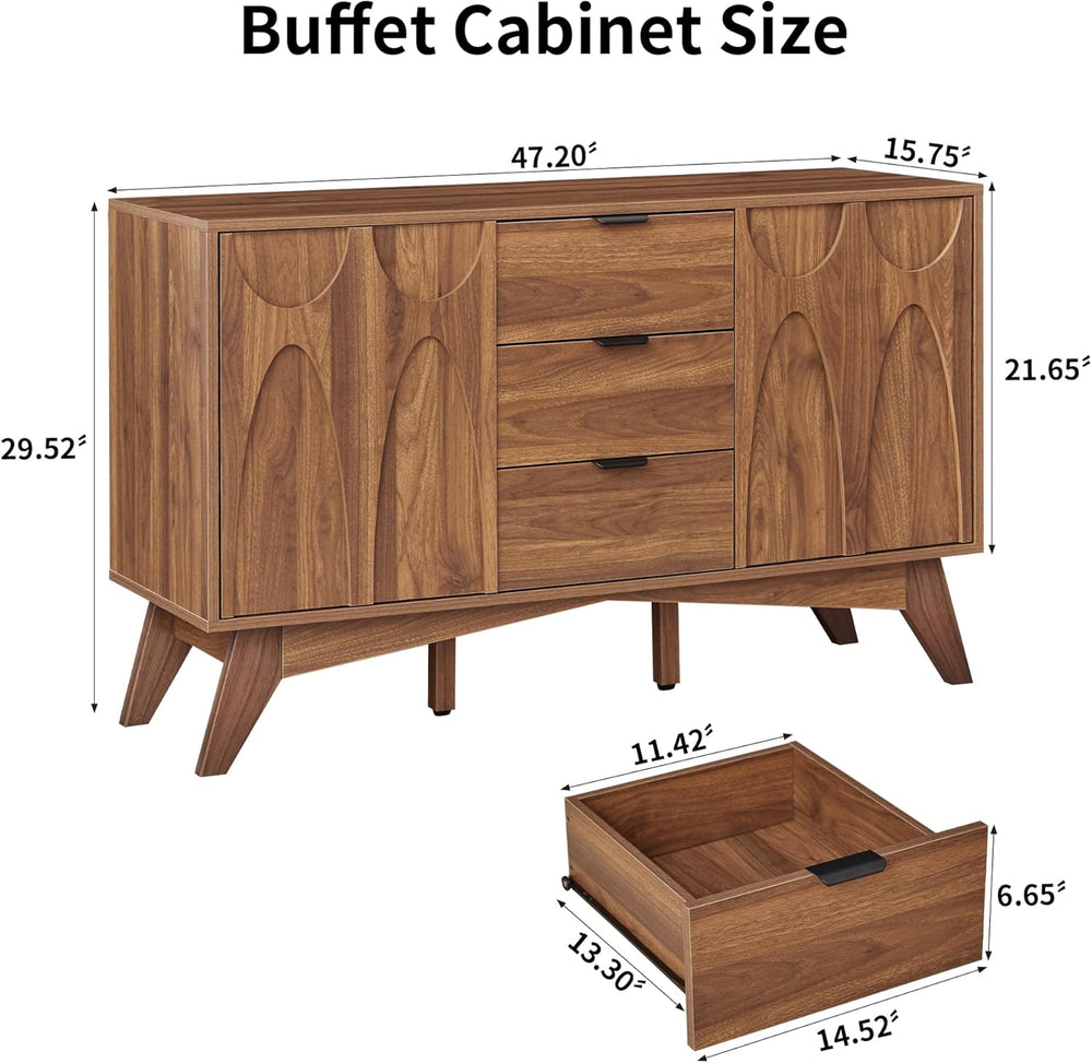 Bifins Buffet Cabinet with Storage, 47.2" Storage Cabinet with 3 Drawers...