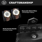 DUKWIN Watch Roll for 2 Watches,Vegan Leather Travel Watch Case Organizer with Removable Pillows for Men and Women,Display Case for Watches Collection and Gift for Anniversary Birthday(Black Storage)