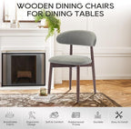 COLAMY Wooden Dining Room Chairs Set of 2, Modern Upholstered Fabric Dining Chairs, Farmhouse Kitchen Side Chair with Foot Pegs, Green
