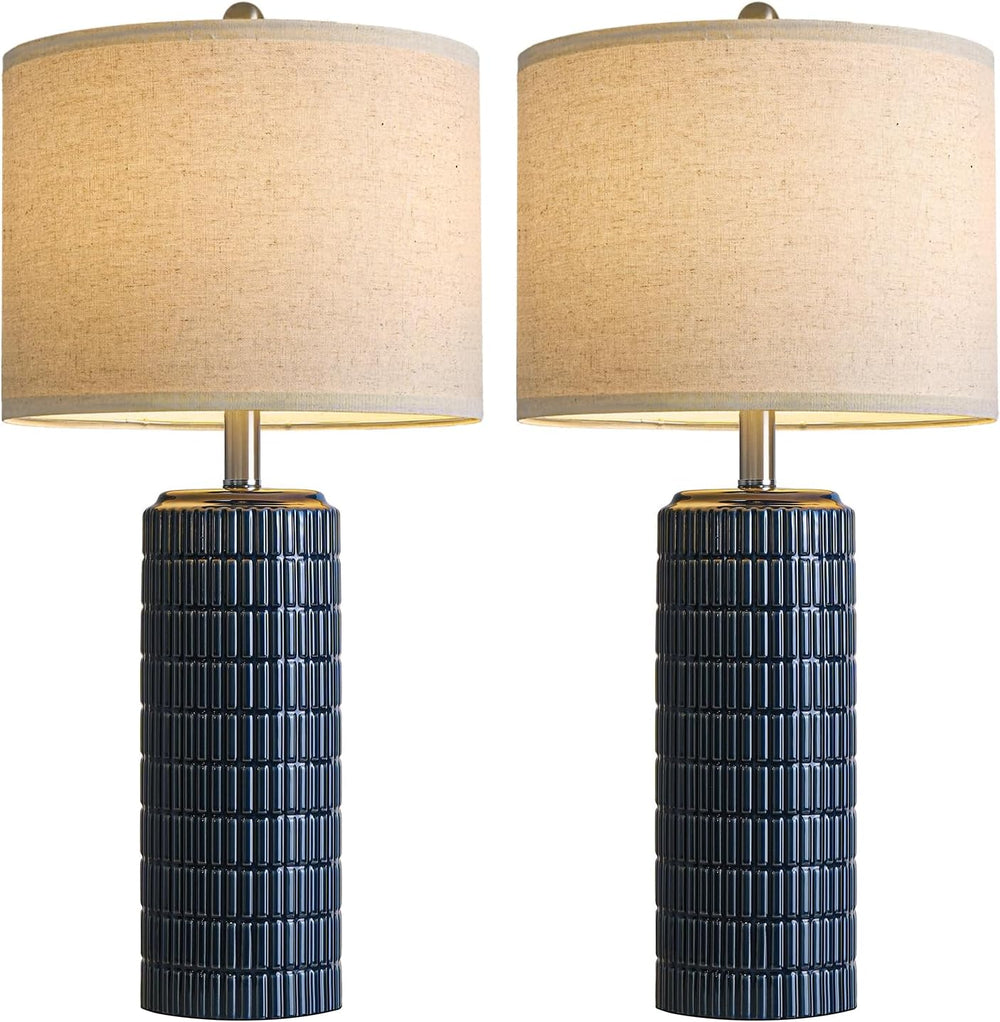 PoKat 27.5'' Tall Table Lamps for Living Room Set of 2, Ceramic Bedro...