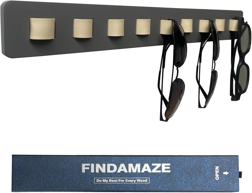 Sunglasses Organizer Wall Mounted Wood Sunglass Holder for Home Glasses Holder/Sunglasses Rack,Home Decor (Gray-1pcs-long)