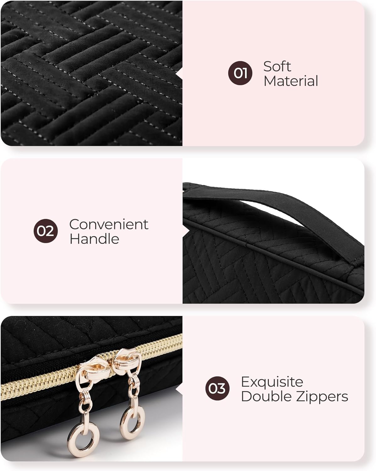 BAGSMART Jewelry Organizer Bag Travel Jewelry Storage Cases for Necklace, Earrings, Rings, Bracelet, Black