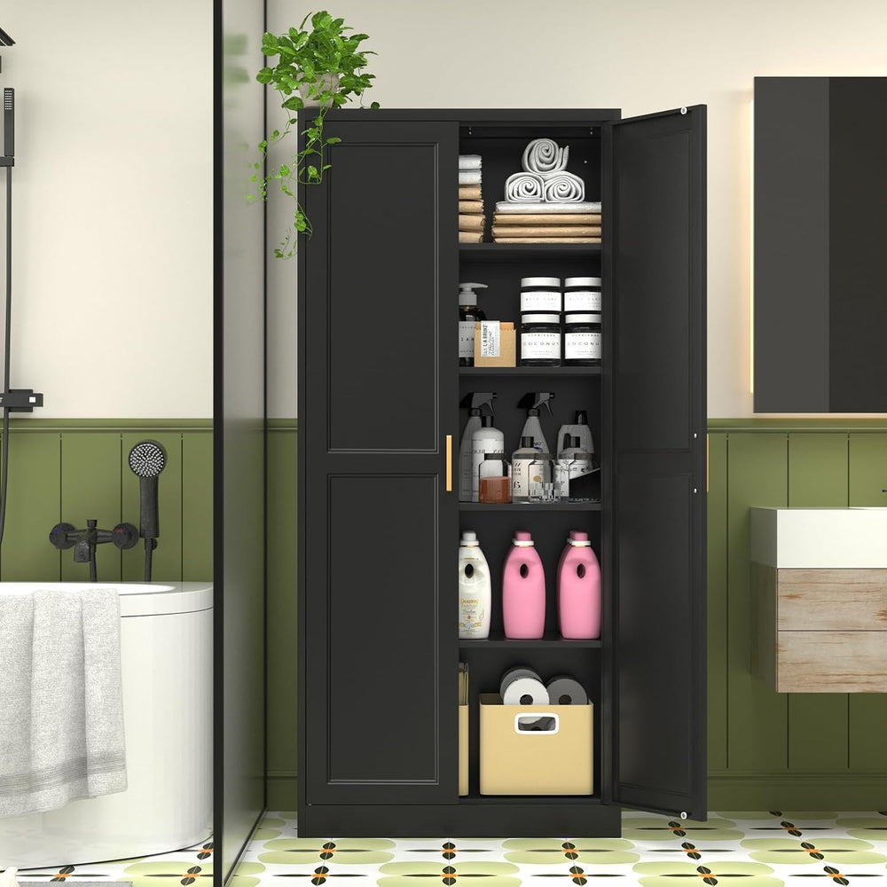 Polup Pantry Cabinet, 71" Tall Metal Storage Cabinet with Doors and Shel...
