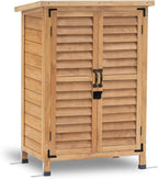 MCombo Outdoor Storage Cabinet, Small Storage Shed with Removable Shelf, Wood Garden Shed with 2 Doors for Yard Patio Lawn (24.6 x 18.3 x 38.2 inch) 0985 (Yellow)