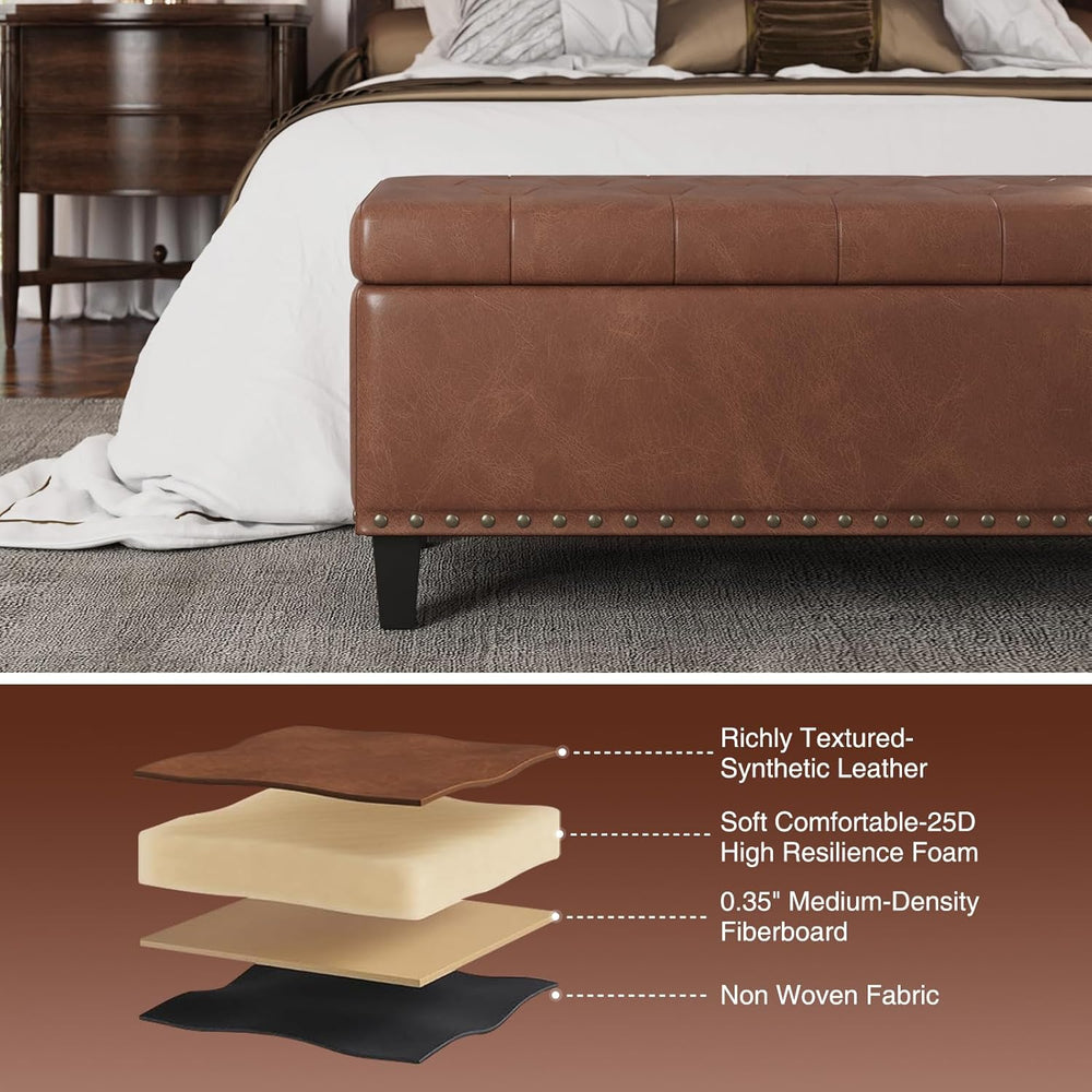 FiveWillowise 51 Inch Storage Ottoman Bench,Large End of Bed Storage Bench | ...