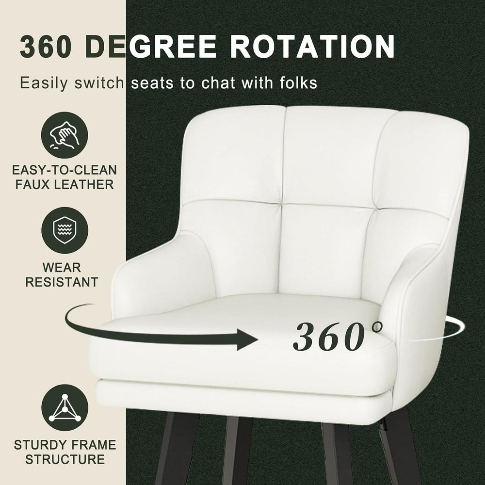 SAECKBERG 360°Swivel Counter Height Bar Stools with Back, 26 inch Solid Wood ...