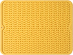 Silicone Dish Drying Mat for Multiple Usage,Easy clean,Eco-friendly,Heat-resistant Silicone Mat for Kitchen Counter or Sink,Refrigerator or drawer liner Yellow L 16 inches x 12 inches