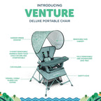 Baby Delight Go with Me Venture Portable Chair | Indoor and Outdoor | Sun Canopy | 3 Child Growth Stages | Garden Green