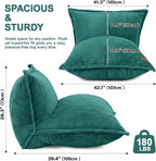 L-Shaped Oversized Bean Bag Chair(L-Green) | Fluffy Memory Foam Beanbag with Corduroy Fabric for Adults Teens Kids, Lounge Floor Sofa Chair for Living Room Bedroom