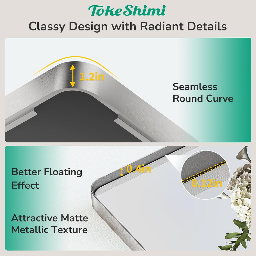 TokeShimi 48x24 Brushed Nickel Bathroom Mirror for Over Sink,Bathroom Rectang...